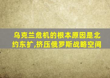 乌克兰危机的根本原因是北约东扩,挤压俄罗斯战略空间