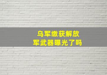 乌军缴获解放军武器曝光了吗