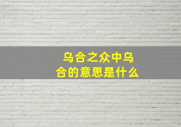 乌合之众中乌合的意思是什么