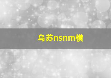 乌苏nsnm横