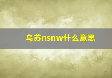 乌苏nsnw什么意思