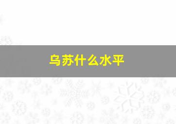 乌苏什么水平