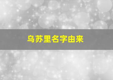 乌苏里名字由来