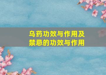 乌药功效与作用及禁忌的功效与作用