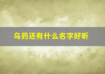 乌药还有什么名字好听