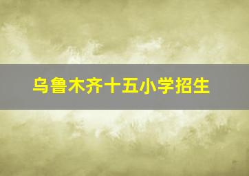 乌鲁木齐十五小学招生