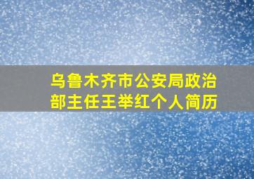 乌鲁木齐市公安局政治部主任王举红个人简历