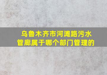 乌鲁木齐市河滩路污水管廊属于哪个部门管理的