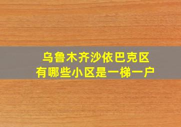 乌鲁木齐沙依巴克区有哪些小区是一梯一户