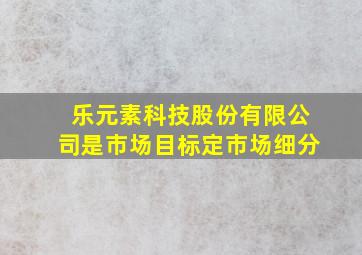 乐元素科技股份有限公司是市场目标定市场细分