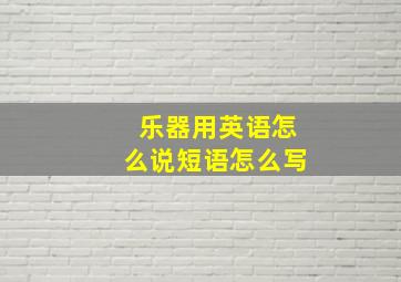 乐器用英语怎么说短语怎么写