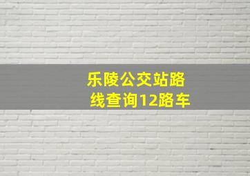 乐陵公交站路线查询12路车