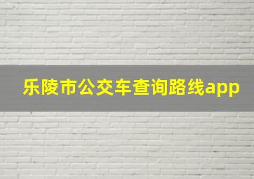 乐陵市公交车查询路线app