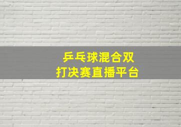 乒乓球混合双打决赛直播平台