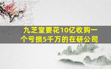 九芝堂要花10亿收购一个亏损5千万的在研公司