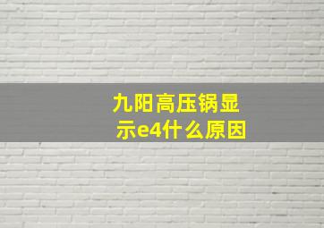 九阳高压锅显示e4什么原因