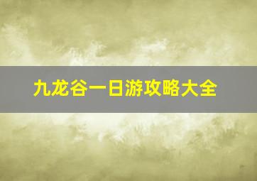 九龙谷一日游攻略大全