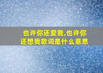 也许你还爱我,也许你还想我歌词是什么意思