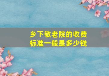 乡下敬老院的收费标准一般是多少钱