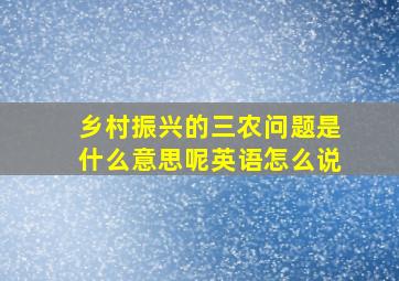 乡村振兴的三农问题是什么意思呢英语怎么说