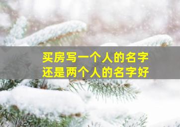 买房写一个人的名字还是两个人的名字好