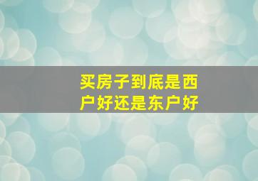 买房子到底是西户好还是东户好