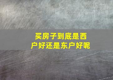 买房子到底是西户好还是东户好呢