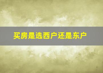 买房是选西户还是东户