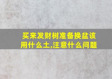 买来发财树准备换盆该用什么土,注意什么问题