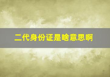 二代身份证是啥意思啊