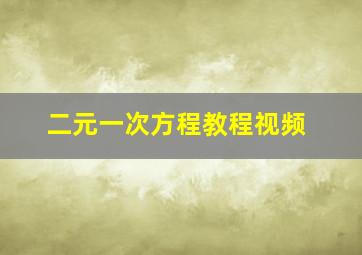 二元一次方程教程视频