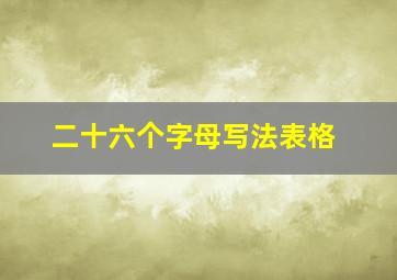 二十六个字母写法表格