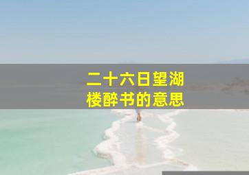 二十六日望湖楼醉书的意思