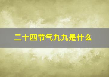 二十四节气九九是什么