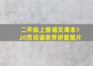 二年级上册语文课本120页词语表带拼音图片