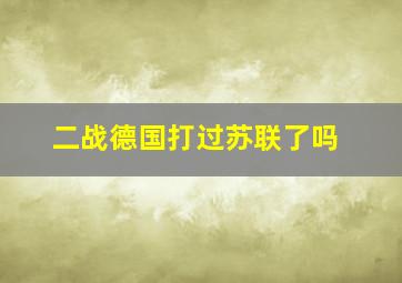 二战德国打过苏联了吗