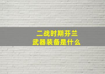 二战时期芬兰武器装备是什么