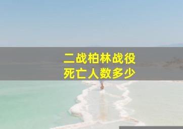 二战柏林战役死亡人数多少