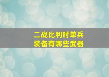 二战比利时单兵装备有哪些武器