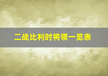 二战比利时将领一览表