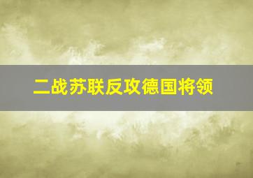 二战苏联反攻德国将领