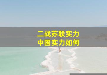 二战苏联实力中国实力如何