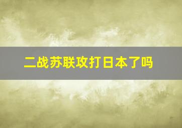 二战苏联攻打日本了吗