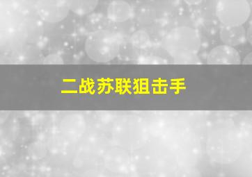 二战苏联狙击手