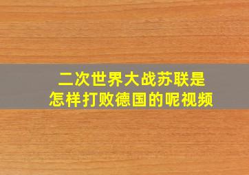 二次世界大战苏联是怎样打败德国的呢视频