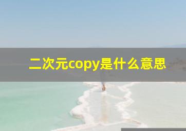 二次元copy是什么意思