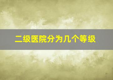 二级医院分为几个等级