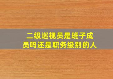 二级巡视员是班子成员吗还是职务级别的人