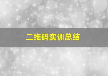 二维码实训总结