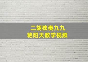 二胡独奏九九艳阳天教学视频